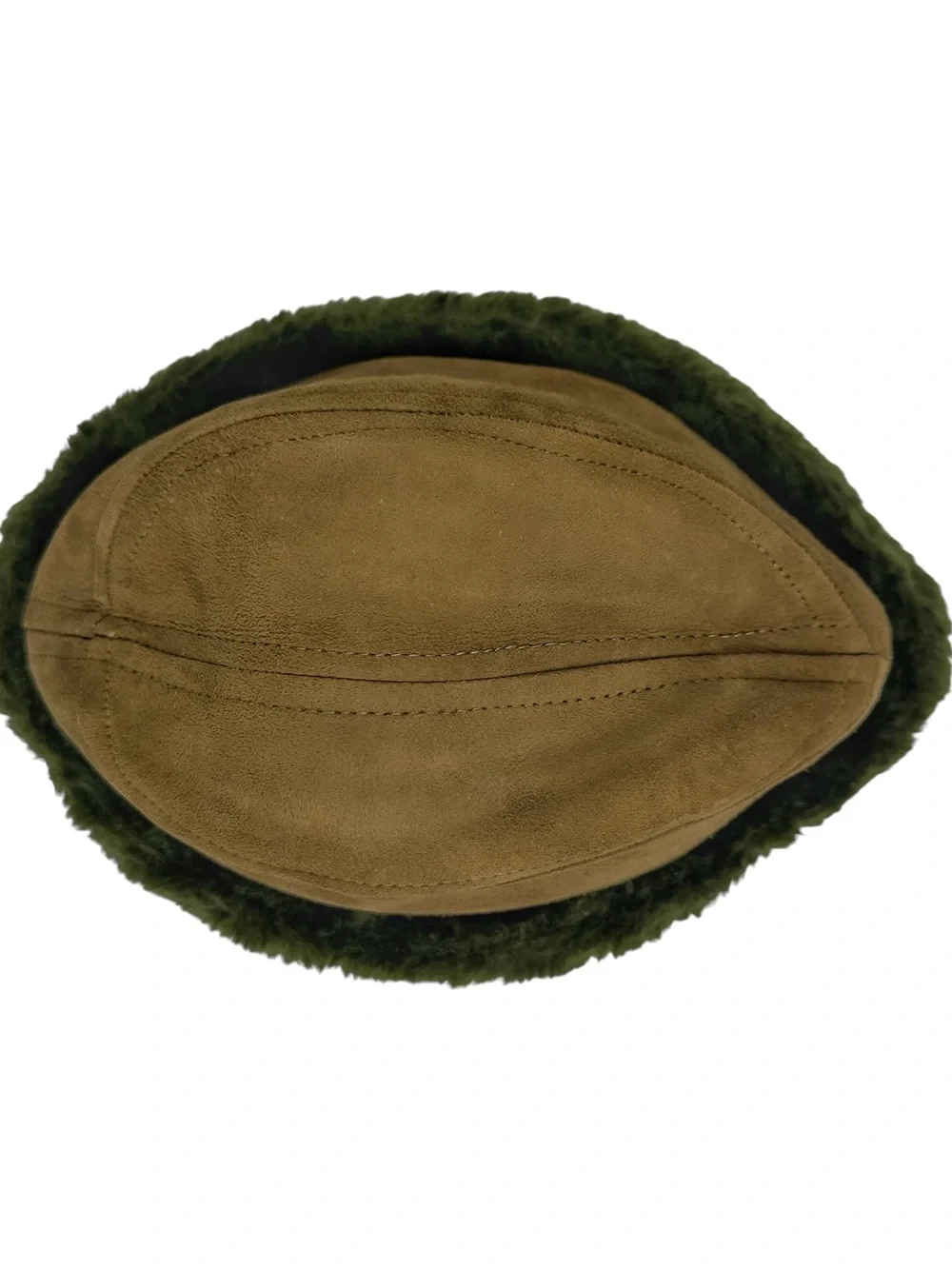 Vintage U.S. Military Cold Weather Cap Hat Faux Fur Trim Olive Brown Size Large